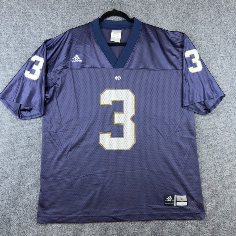 Adidas Notre Dame Fighting Irish Football Jersey Navy Blue Number 3 Mens Large
